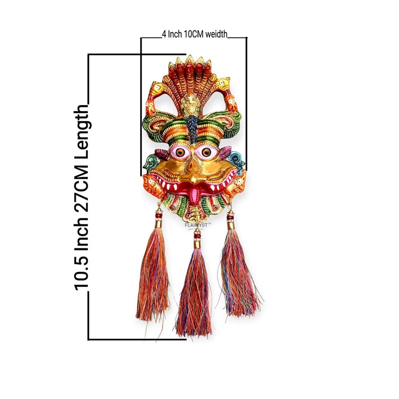 FLAIMYST Kirtimukha for Home Door in Aluminium Metal, Kirtimukha Wall Hanging for Home Decor, Nazar Battu for Home Entrance (Multicolor 27X10 CM) - Image 2