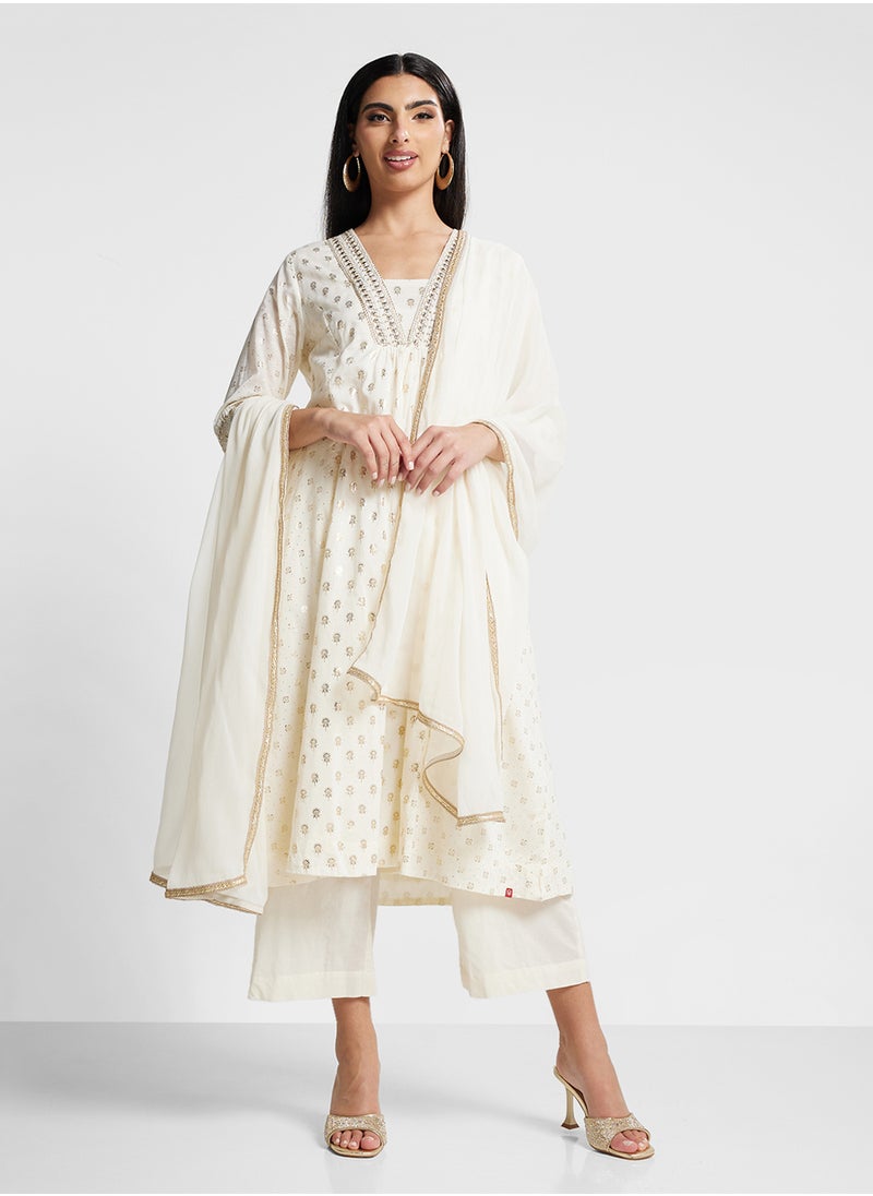 Biba Kurta With Palazo & Dupatta Set  - Image 1