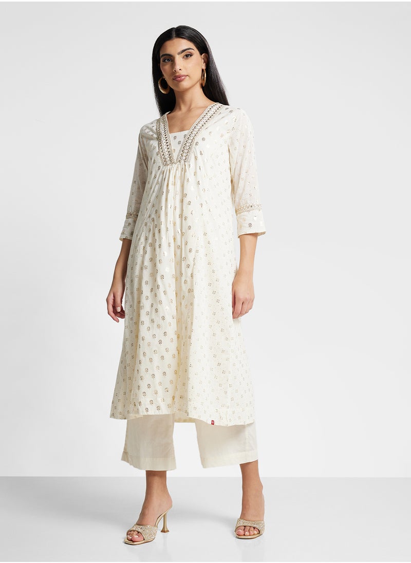 Biba Kurta With Palazo & Dupatta Set  - Image 5