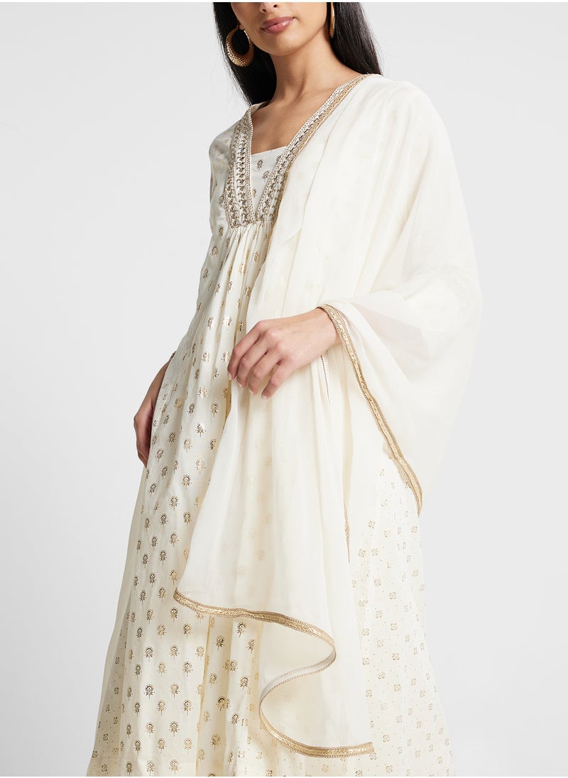 Biba Kurta With Palazo & Dupatta Set  - Image 3