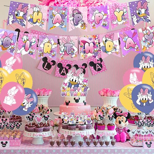 karg Daisy Duck Party Decoration Set - Movie Theme Banner, Cake Topper, Latex Balloons for Fan's Birthday Supplies - Image 4