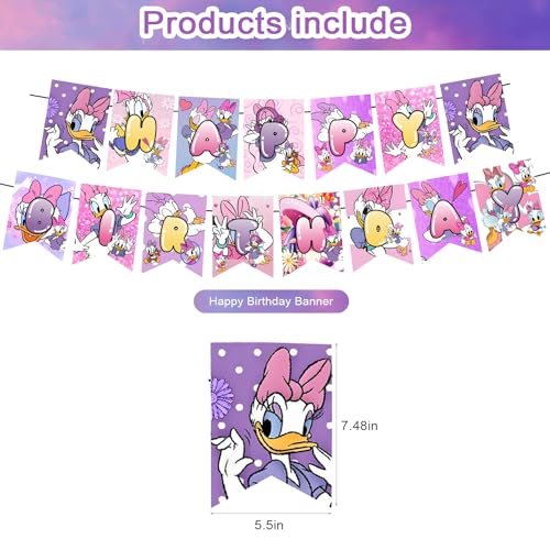 karg Daisy Duck Party Decoration Set - Movie Theme Banner, Cake Topper, Latex Balloons for Fan's Birthday Supplies - Image 2