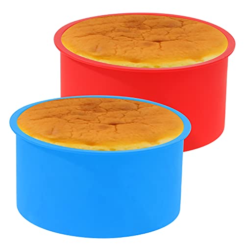 mifengda 12pcs Silicone Cake Mold Baking Round Cake Molds 4 Inch Non-Stick Baking Pan Kitchen Silicone Cake Molds for Baking(Red, Blue, 4inch) - Image 4