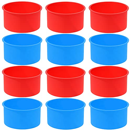 mifengda 12pcs Silicone Cake Mold Baking Round Cake Molds 4 Inch Non-Stick Baking Pan Kitchen Silicone Cake Molds for Baking(Red, Blue, 4inch) - Image 1