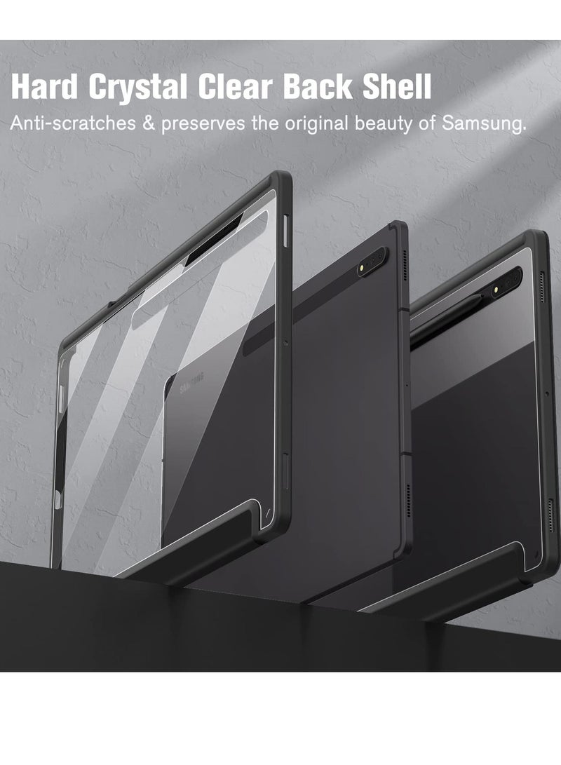 Excefore Slim Case for Galaxy Tab S9 Ultra 14.6 inch 2023, Shockproof Cover with Clear Transparent Back Shell, Clear Hard Back Shockproof Flexible Bumper, Auto Wake/Sleep (Black)  - Image 4