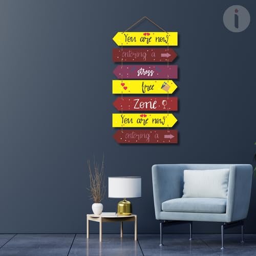 Art Monk You r now entering a stress free zone wall hanging item for Living Room Bedroom Home Decor Gifts Quotes Decor Item Wall Art For Hall Mdf Wall Decoration - Image 4