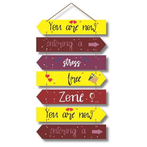 Art Monk You r now entering a stress free zone wall hanging item for Living Room Bedroom Home Decor Gifts Quotes Decor Item Wall Art For Hall Mdf Wall Decoration - Image 1