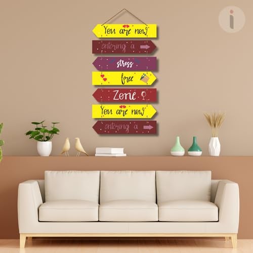 Art Monk You r now entering a stress free zone wall hanging item for Living Room Bedroom Home Decor Gifts Quotes Decor Item Wall Art For Hall Mdf Wall Decoration - Image 2