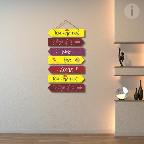 Art Monk You r now entering a stress free zone wall hanging item for Living Room Bedroom Home Decor Gifts Quotes Decor Item Wall Art For Hall Mdf Wall Decoration - Image 3