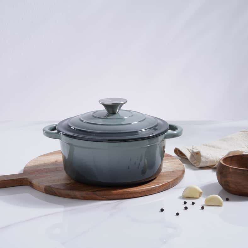 Pan Home Glazura Enameled Cast Iron Cooking Pot 2l - Ombre Grey - Image 2