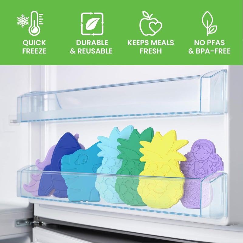 Bentgo Buddies Reusable Ice Packs - Slim Ice Packs for Lunch Boxes, Lunch Bags, and Coolers - Multicolored 4-Pack (Pineapple) - Image 3