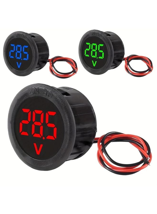 Blue LED Digital DC Voltmeter 4 100V Round 2 Wire Voltage Current Monitor Panel - Image 3