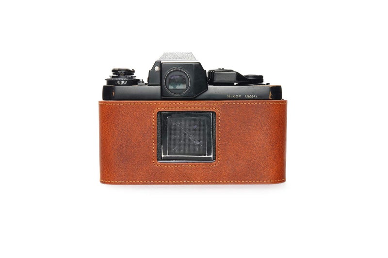 BolinUS F3 Case, Handmade Genuine Real Leather Half Camera Case Bag Cover for Nikon F3 F3HP F3AF F3T Camera With Hand Strap (LavaBrown) - Image 2