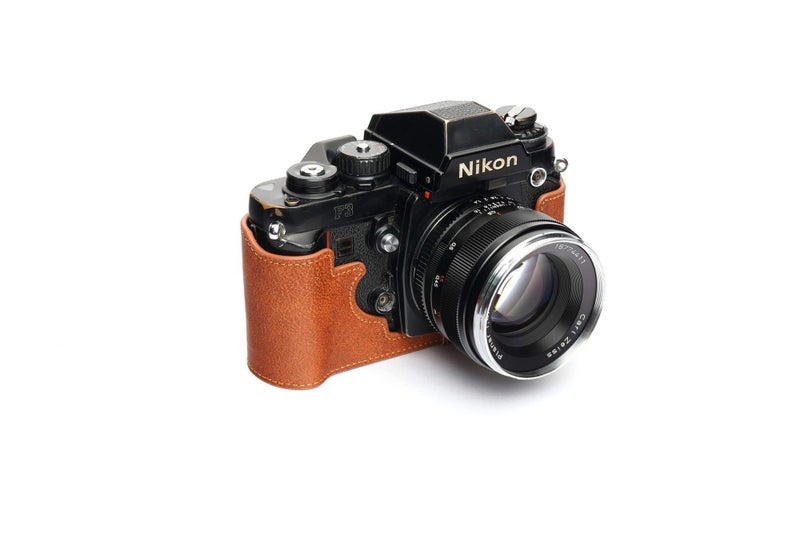 BolinUS F3 Case, Handmade Genuine Real Leather Half Camera Case Bag Cover for Nikon F3 F3HP F3AF F3T Camera With Hand Strap (LavaBrown) - Image 5