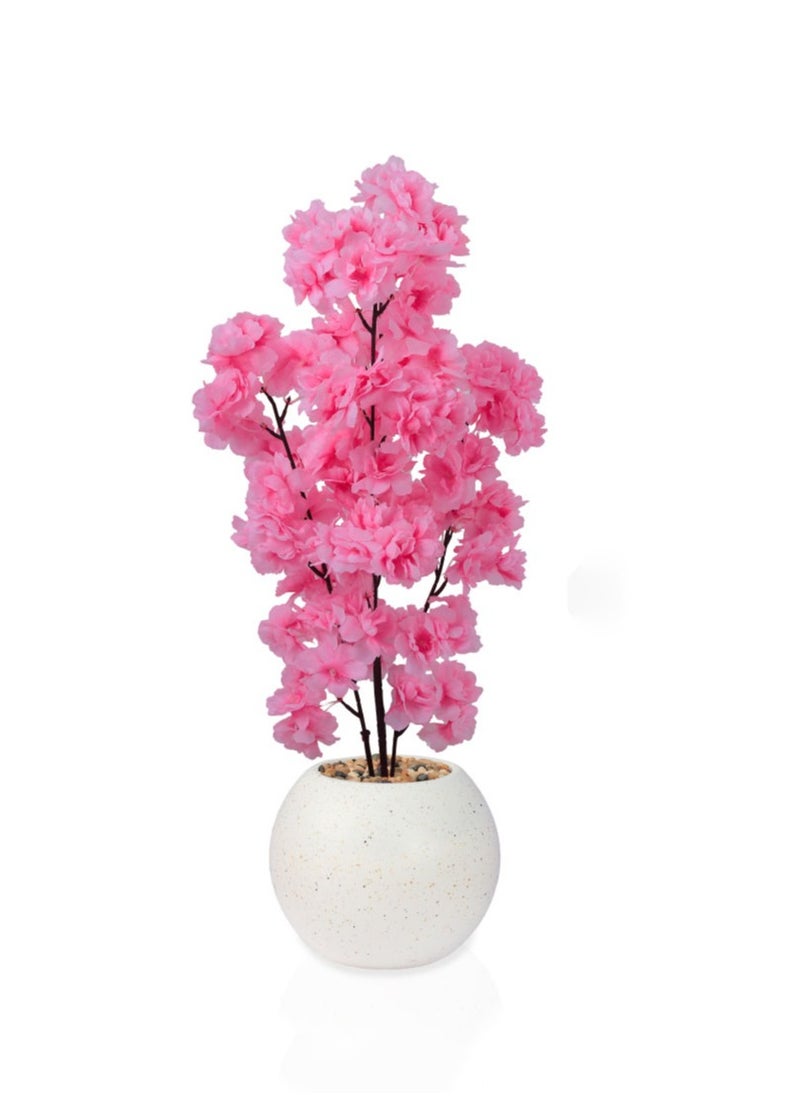 Alrassi Artificial Rose Plant – 60 cm Tall with Soft Pink Flowers and Elegant White Pot, Perfect for Home and Office Décor  - Image 2