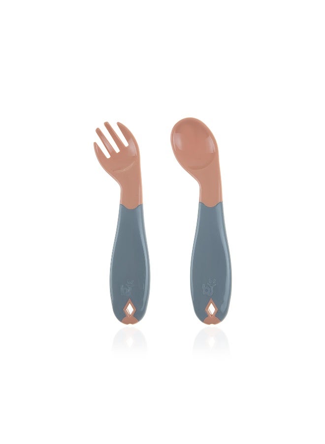 BabyJem Angled Food Fork And Spoon Set - 6 Months  - Image 1