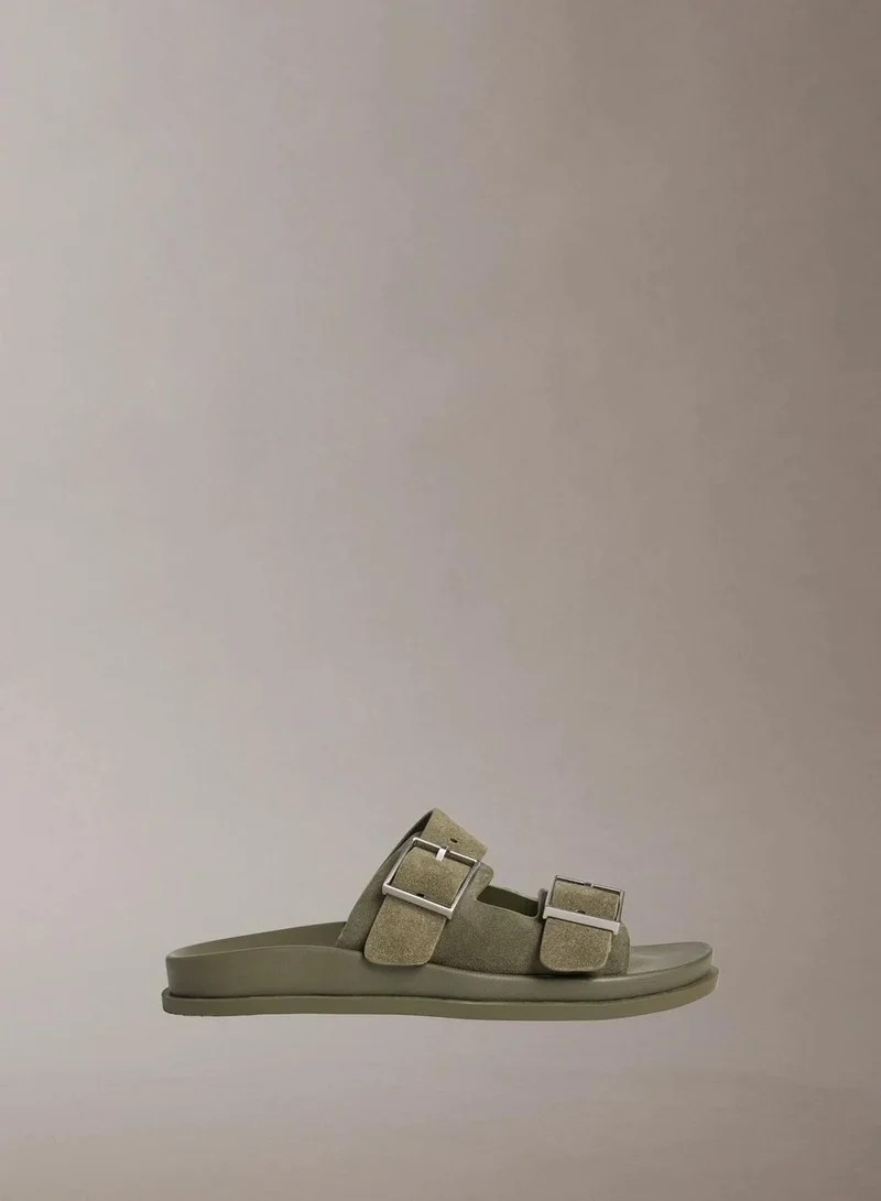 Double Buckle City Suade Sandal