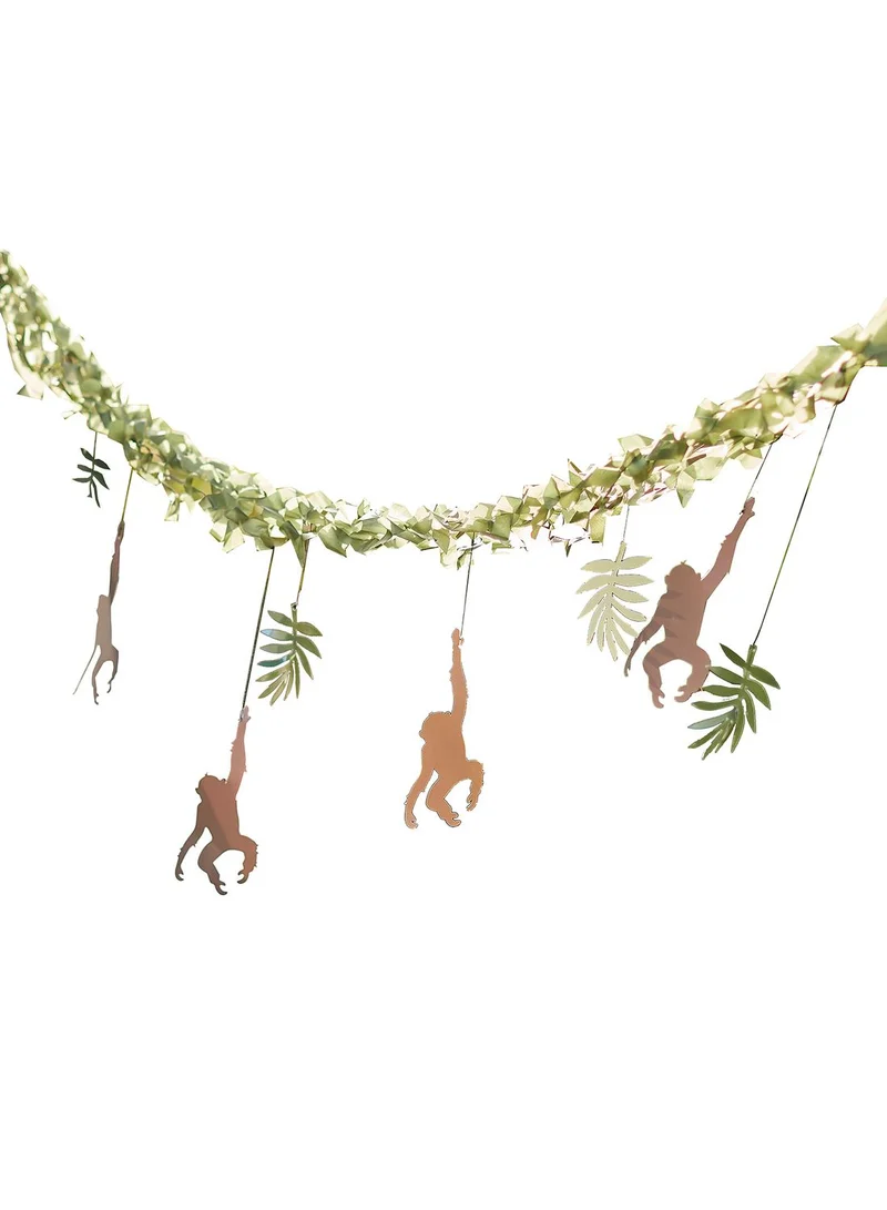 Ginger Ray Hanging Monkey & Leaf Jungle Backdrop