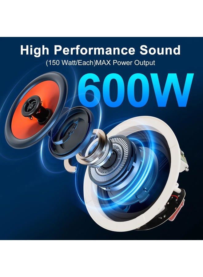 STUDIOFINIX 6.5 Inch 600 Watt Bluetooth Ceiling-Speakers Home Recessed Speaker System Suitable for Indoor, Kitchen, Home Theatre, Bedroom, Office, Covered Patio (4 Speakers) - Image 5