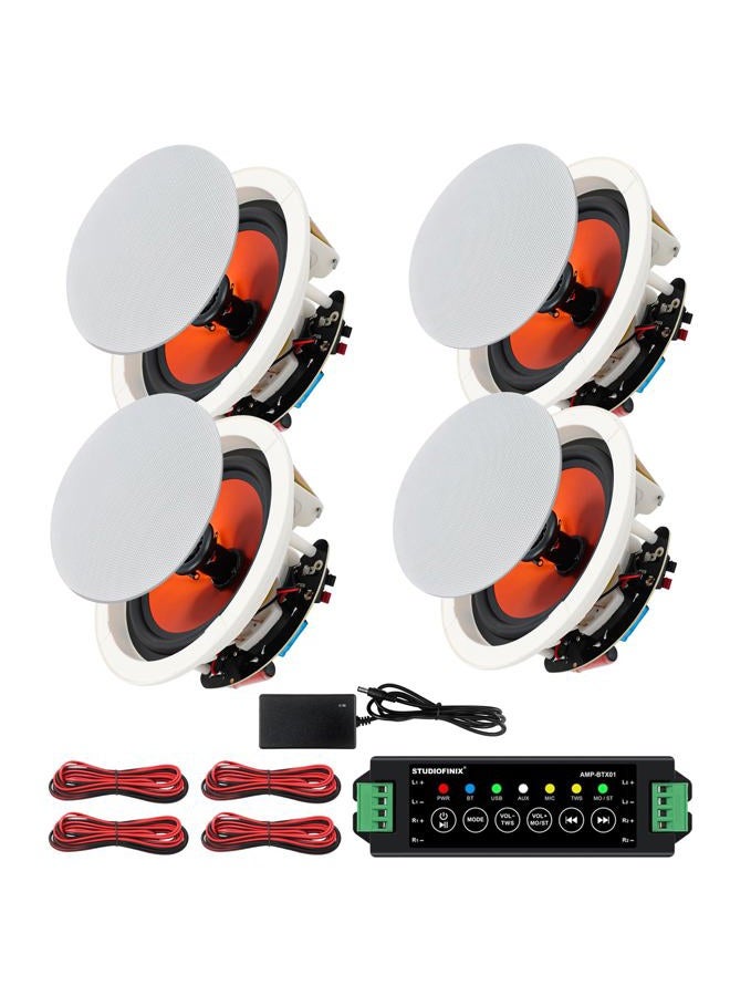 STUDIOFINIX 6.5 Inch 600 Watt Bluetooth Ceiling-Speakers Home Recessed Speaker System Suitable for Indoor, Kitchen, Home Theatre, Bedroom, Office, Covered Patio (4 Speakers) - Image 1