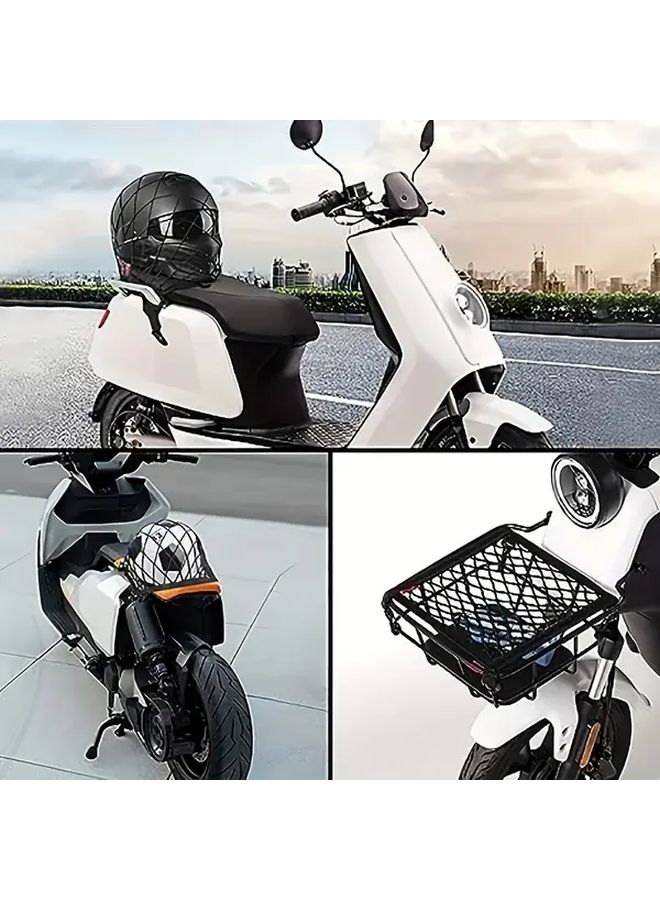 Black Double Layer Motorbike Cargo Net with Helmet Holder Storage Bag - Image 4