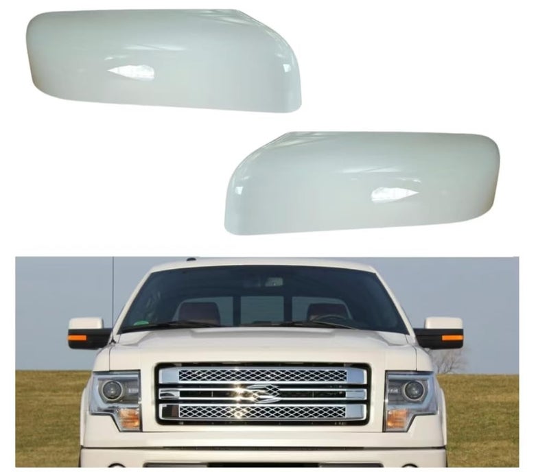ABAGAEL Top Half Mirror Covers Caps Compatible with 20092014 Ford F150 Glossy Black Chrome Oxford White Side Wing View Mirror Cover Cap 20092014 Ford F150 Accessories Oxford White