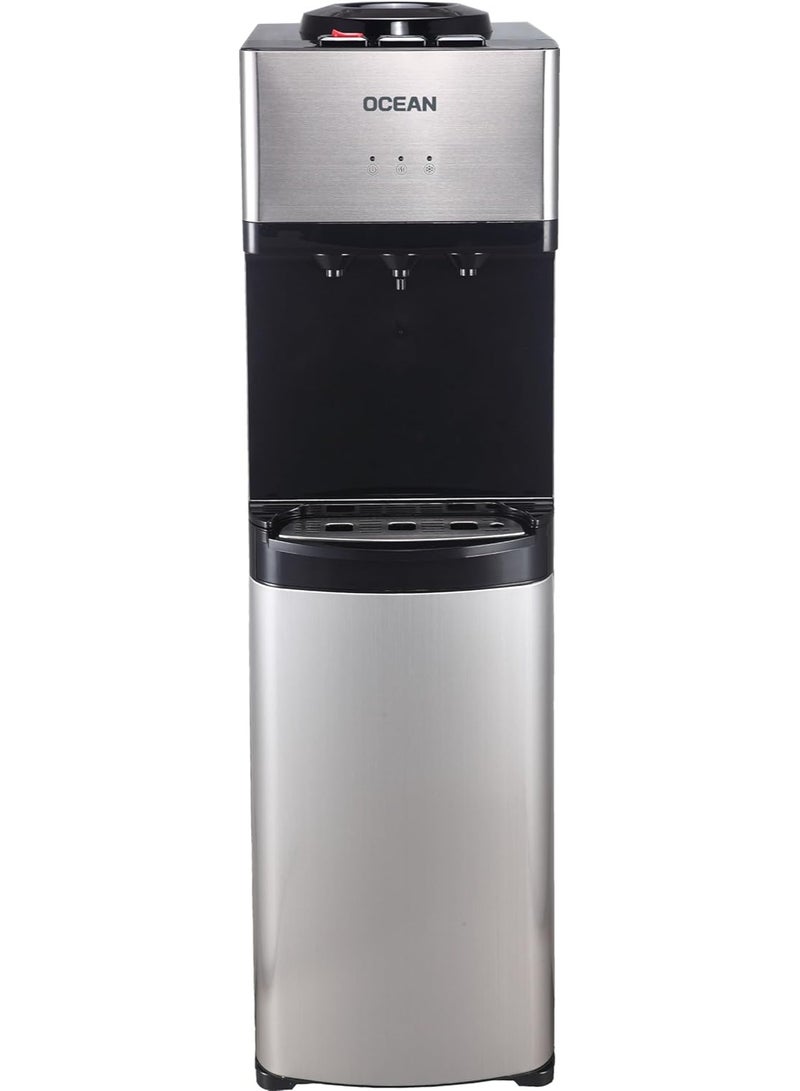 أوشن اوشن موزع ماء بتحميل علوي ساخن وبارد من الفولاذ المقاوم للصدأ، 3 حنفيات، سعة تخزينية 20 لتر، قفل أمان للأطفال ، OCMWD 33206C - Image 1