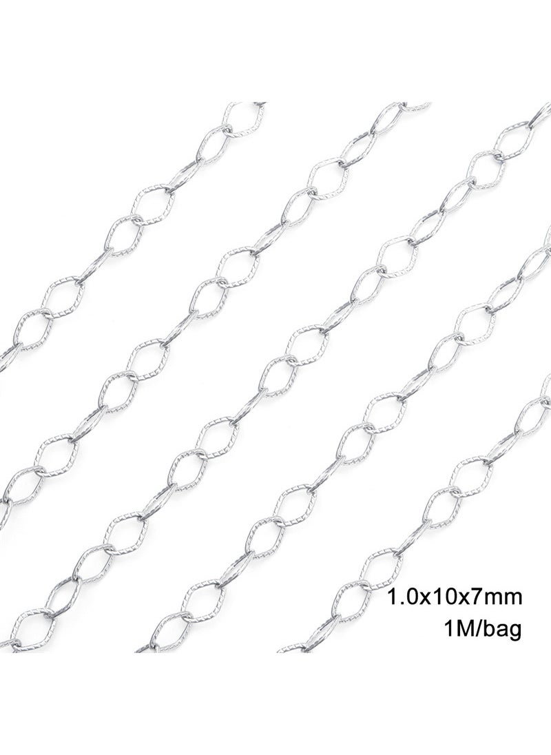 Generic - Handmade Titanium Steel Stainless Steel Chain Flower Pressing Chain DIY Mother-Child Necklace Bracelet Jewelry Accessories Materials #05 1.0*10 diamond embossing chain width about 7mm - Image 1
