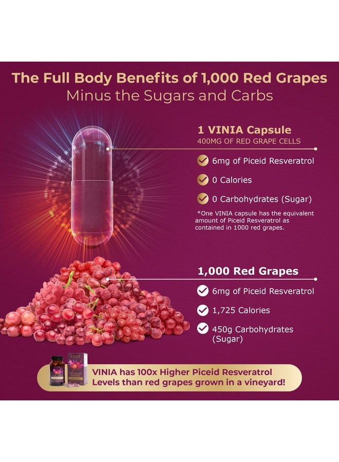 VINIA مكمل غذائي من الريسفيراترول بيسيد الذي يتم إطلاقه بشكل مستمر لمدة 12 ساعة. مكمل أكسيد النيتريك. يدعم صحة القلب وتدفق الدم ويعزز الأكسجين، مسحوق سوبر فود، مناسب لنظام الكيتو الغذائي. نباتي وغير معدّل وراثيًا. إمداد لمدة 30 يومًا. - Image 4