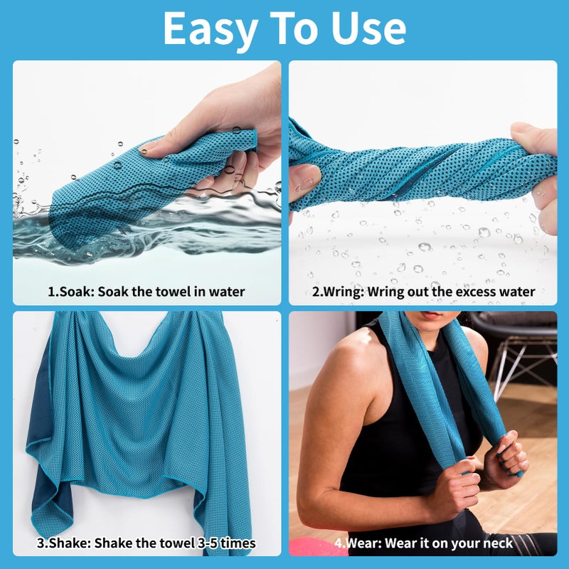 YESLIFE 4 Pack Cooling Towel 40"x12", Gym Towels for Men and Women, Soft Breathable Workout Towels for Yoga, Running, Sport, & More (Blue, Grey, Green, Pink) - Image 3