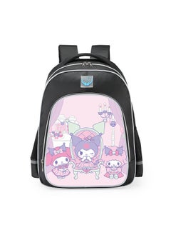 Primary school girls' schoolbag 1-3-6 years old backpack shoulder pad lightweight pink warning strip backpack,B-03 - Reflective - Medium - Library - Black