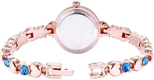 SWADESI STUFF Ladies Watch and Bracelet Set, Rose Gold, 22mm Round Case, Crystal-Studded Design (Rose Blue) - Image 4