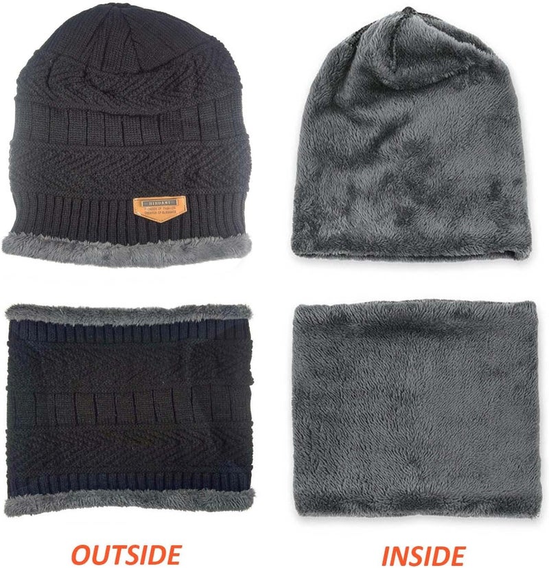 HINDAWI Winter Hat Scarf Gloves Slouchy Beanie Snow Knit Skull Cap Touch Screen Mittens Circle Scarves for Women Men - Image 3