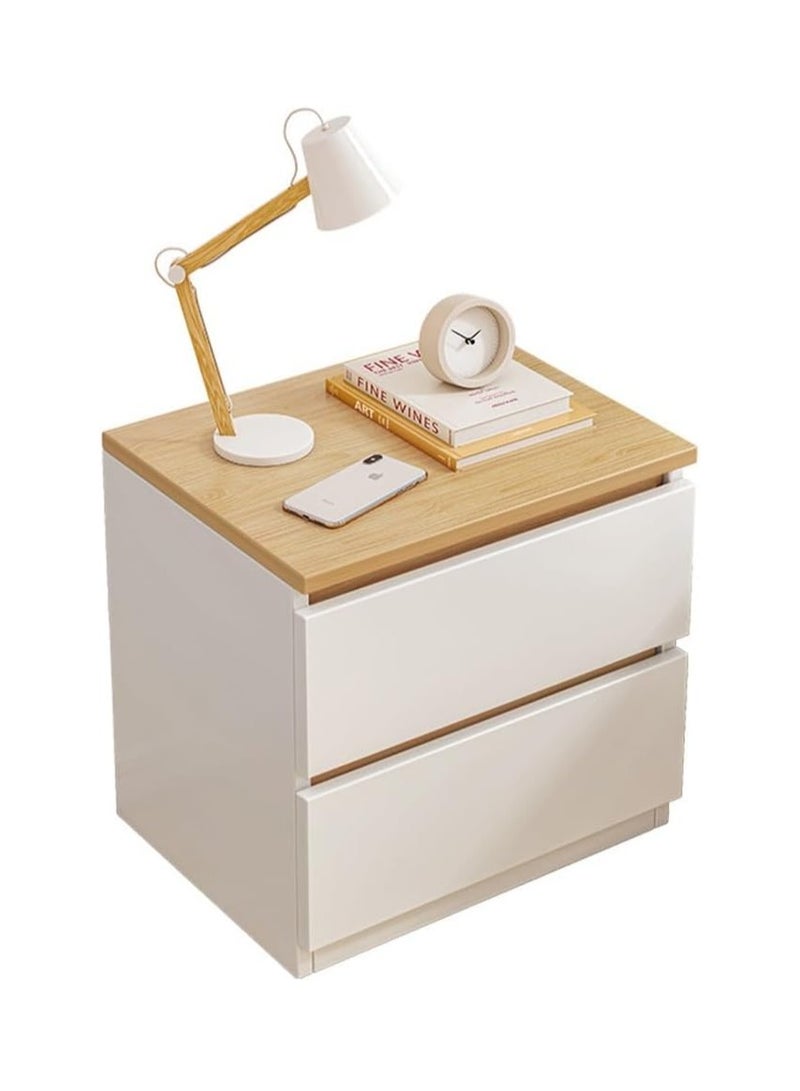هاي هونور منضدة ليلية بدرجين، منضدة غرفة نوم، طاولة جانبية خشبية حديثة مع درجين، طاولة سرير جانبية صغيرة، لغرفة نوم حضانة غرفة المعيشة (المقاس: 40 سم) - Image 1