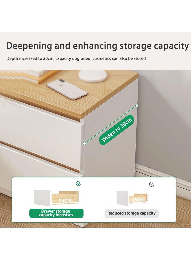 هاي هونور منضدة ليلية بدرجين، منضدة غرفة نوم، طاولة جانبية خشبية حديثة مع درجين، طاولة سرير جانبية صغيرة، لغرفة نوم حضانة غرفة المعيشة (المقاس: 40 سم) - Image 3