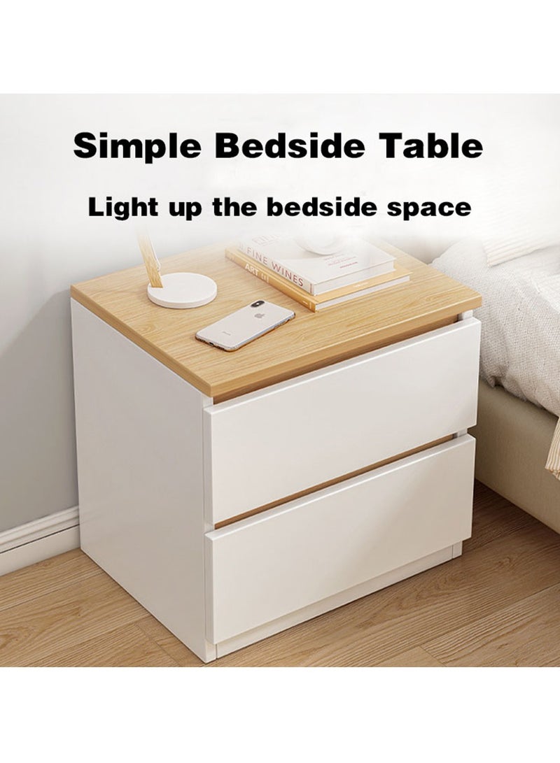 هاي هونور منضدة ليلية بدرجين، منضدة غرفة نوم، طاولة جانبية خشبية حديثة مع درجين، طاولة سرير جانبية صغيرة، لغرفة نوم حضانة غرفة المعيشة (المقاس: 40 سم) - Image 4