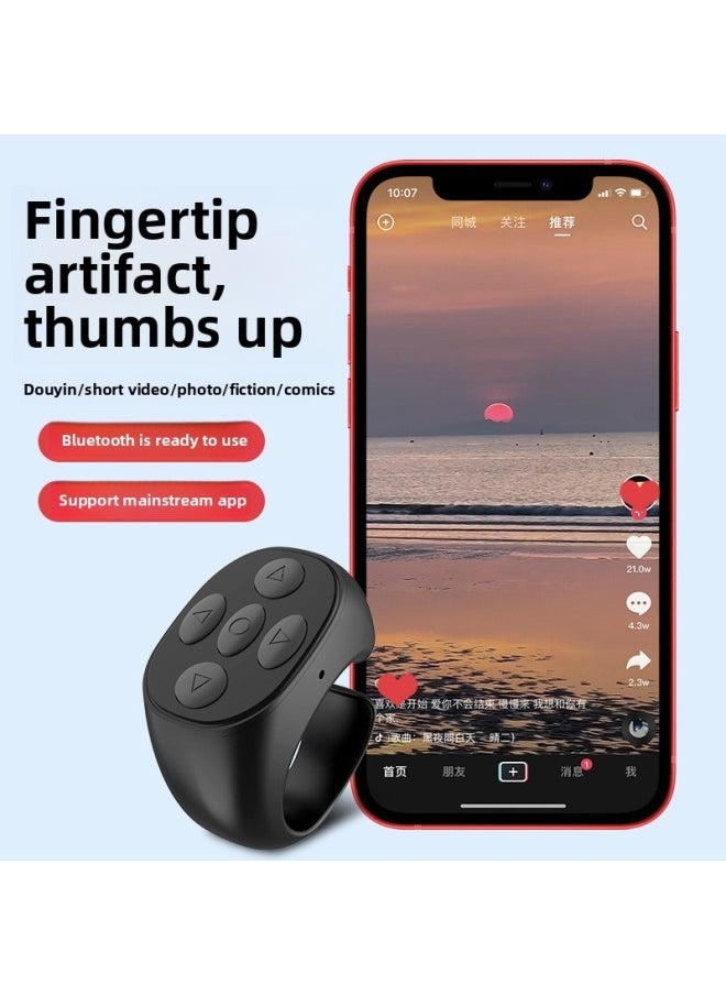 Mobile Phone Bluetooth Remote Control Wireless Mobile Phone Camera Controller Fast Hand Shake Finger Ring Remote Control Ring-Color:Luxury Black  - Image 1