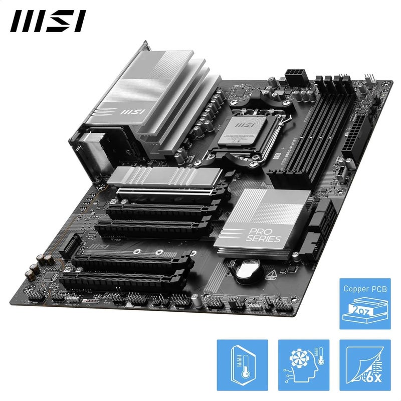 MSI PRO B840-P WiFi Motherboard - ATX, Supports AMD Ryzen 9000/8000/7000 Processors, DDR5 Memory Boost, PCIe 4.0, M.2 Gen4, Wi-Fi 7, 2.5G LAN - Image 4
