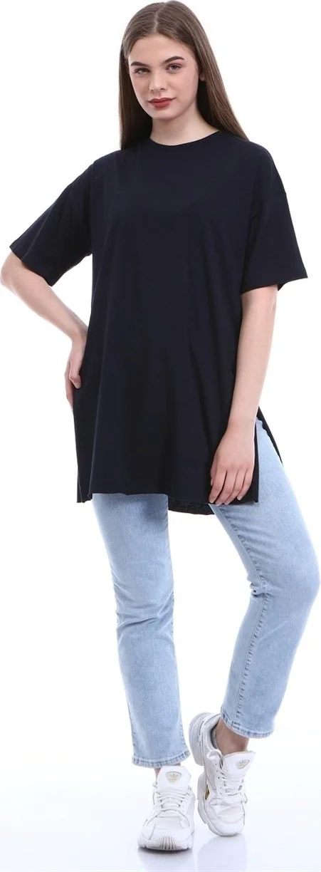 Bwest Vera Short Sleeve Slit Tunic - Black