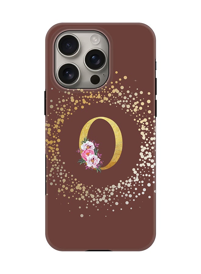 Stylizedd Tough Pro Magnetic Case for iPhone 16 Pro, Dual Layer hybrid PC + TPU Mobile Cover Matte - Custom Monogram Floral - O  (Brown ) - Image 1