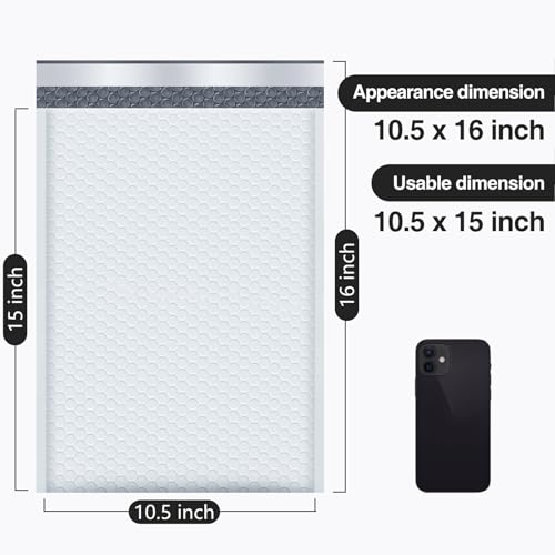 UCGOU Bubble Mailers 10.5x16 Inch White 25 Pack Poly Padded Envelopes Large #5 Mailing Packages Opaque Packaging Postal Self Seal Adhesive Waterproof Boutique Shipping Bags for Clothes - Image 2