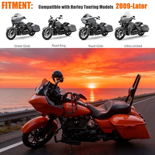Fjpacemt 30 Tall Detachable Black Sissy Bar Passenger Backrest Rear Pad for Harley Davidson Touring Models 20092025 Street Glide Road Glide Electra Glide Road King CVO Ultra - Image 3
