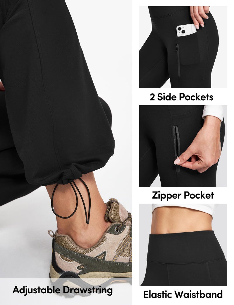 IUGA Fleece Lined Pants Women Water Resistant Hiking Pants Winter Flare Leggings with Pockets Bootcut Thermal Black - Image 5