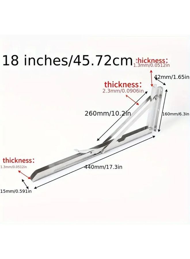 4 Pack Stainless Steel Folding Brackets 14 Inch With 10 Mounting Screws Heavy Duty Space Saving Storage Solution - Image 3
