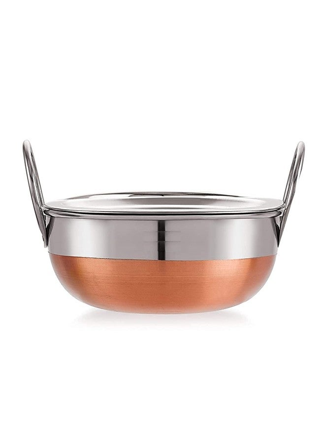 RJ kitchenware Store Stainless Steel Kadai with Copper Bottom (2 Litter, Silver and Copper) Vegetable Pot Pans kadai Set of Kitchen - Image 2