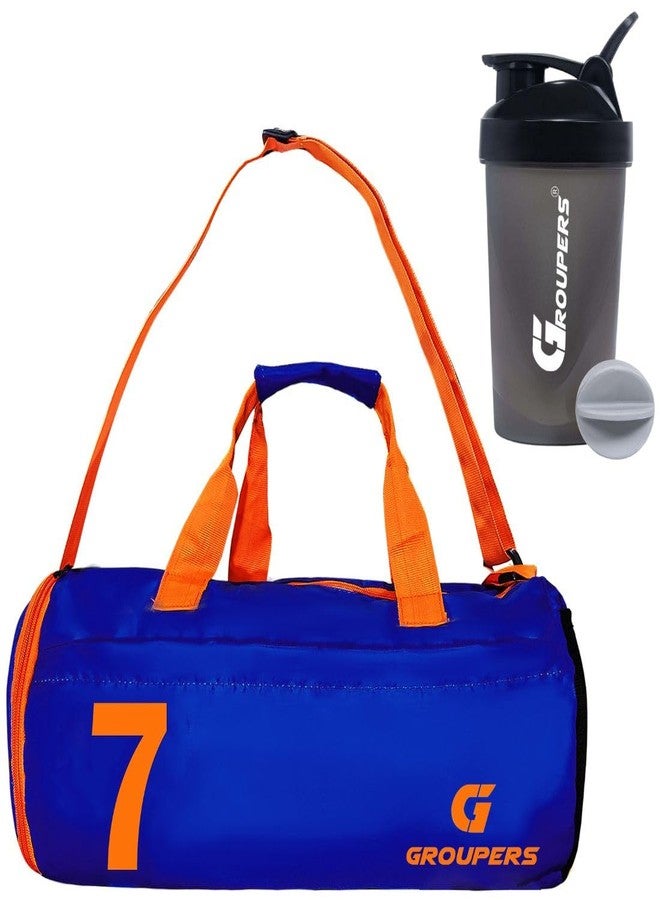 Groupers Foldable Travel Duffle Bag Combo - 20L Gym Bag with Shoe Pocket + 400ml Shaker, Lightweight Checked Luggage & Weekender Overnight Bag for Men & Women Blue (43×25×20 cm) - Image 1