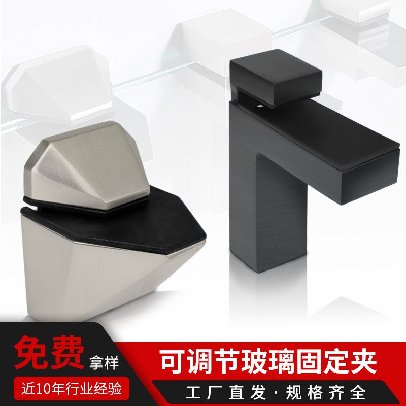 Zinc Alloy Glass Clip Screen F Clip Large Glass Clip Fixed Bracket Desk Partition Adjustable Fish Mouth Clip - Image 2