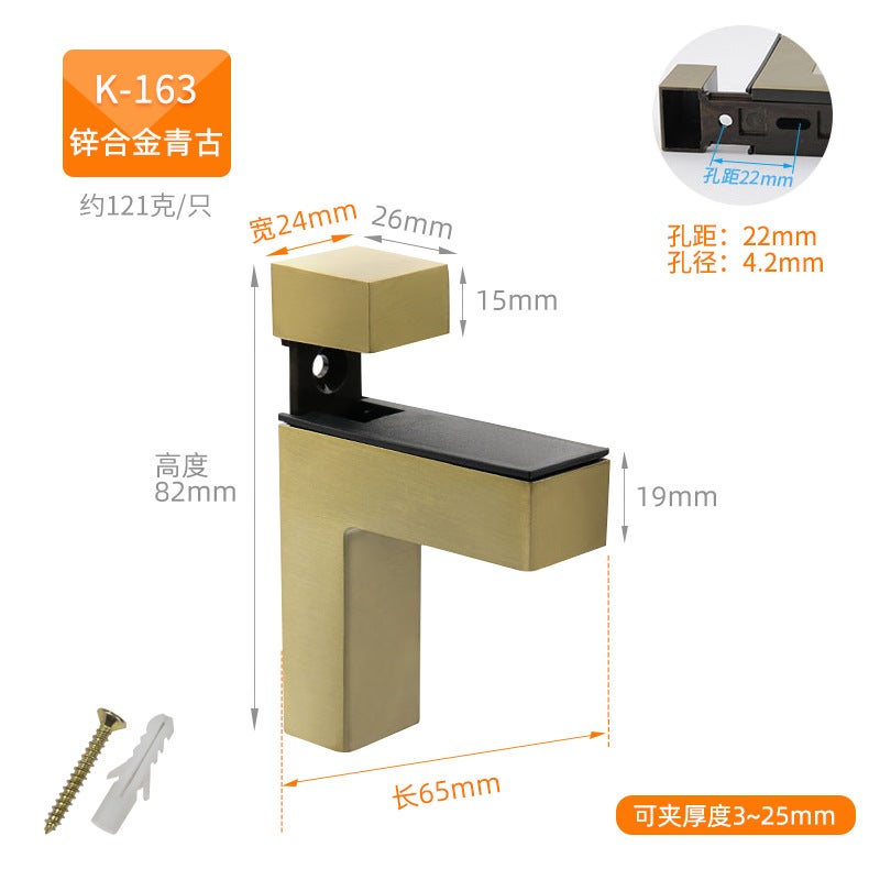 Zinc Alloy Glass Clip Screen F Clip Large Glass Clip Fixed Bracket Desk Partition Adjustable Fish Mouth Clip - Image 1