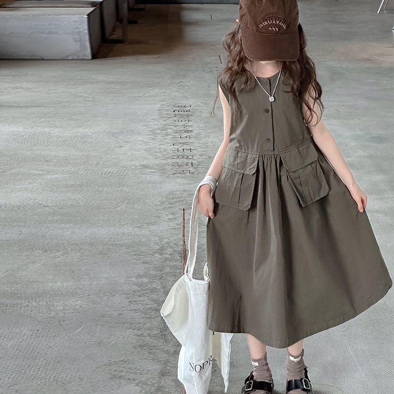 فستان صيفي كاجوال بدون أكمام للبنات - Image 1