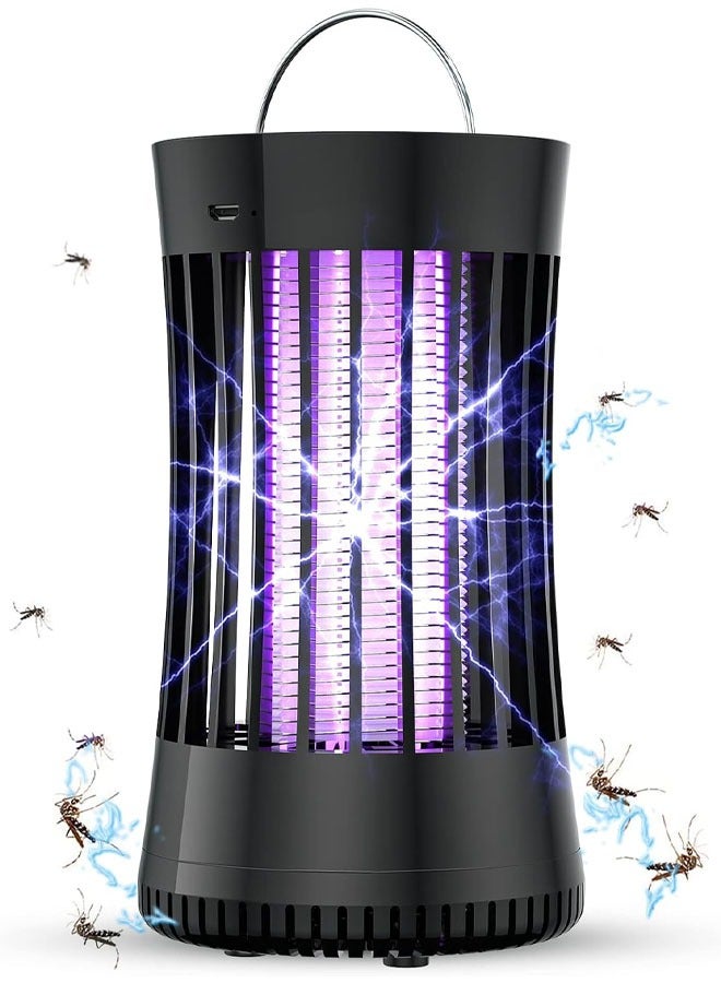 Hihonor Portable Mosquito Fly Killer lamp,Electronic Rechargeable Mosquito Killer, Bug Zapper for Summer Trip, Outdoor Camping, Patio, Home and Garden, Black - Image 1